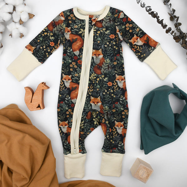 Organic Cotton Baby Pajamas 2-Way Zip Front Zipper Sleeper, Ebony Organic Earthy Clothing